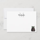 Carte De Correspondance Cute Black Cat Personalized Monogram (Devant)