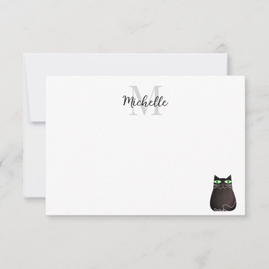 Carte De Correspondance Cute Black Cat Personalized Monogram (Devant)