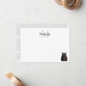 Carte De Correspondance Cute Black Cat Personalized Monogram (Devant/Arrière en situation)