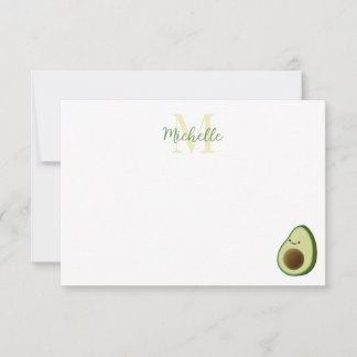 Carte De Correspondance Cute Cartoon Avocado Personalized Monogram