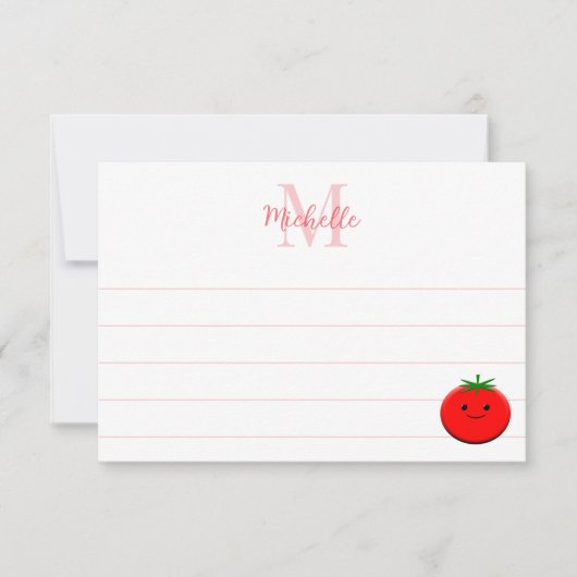 Carte De Correspondance Cute Cartoon Tomato Custom Lined Monogram (Devant)