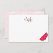 Carte De Correspondance Cute Cartoon Watermelon Custom Monogram (Devant / Derrière)