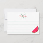Carte De Correspondance Cute Cartoon Watermelon Custom Monogram Lined (Devant)
