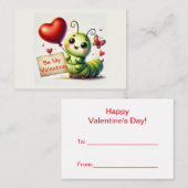 Carte De Correspondance Cute Catterpillar Valentine's (Devant / Derrière)