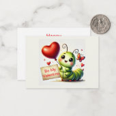Carte De Correspondance Cute Catterpillar Valentine's (Devant/Arrière en situation)