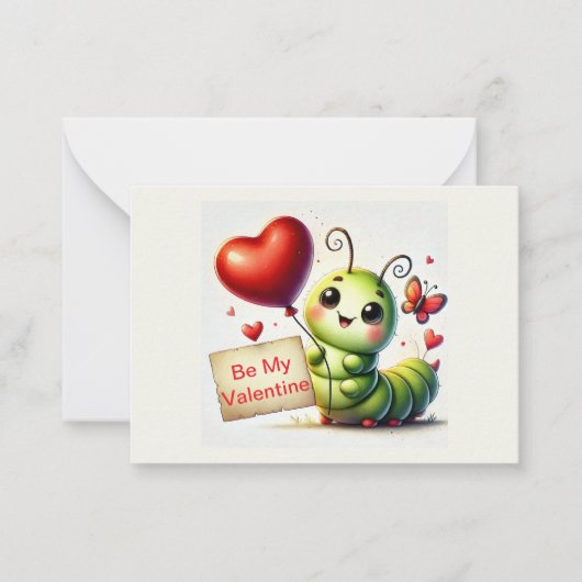 Carte De Correspondance Cute Catterpillar Valentine's (Devant)