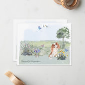 Carte De Correspondance Cute Cavalier King Charles Chien Nom du monogramme (Devant/Arrière en situation)