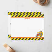 Carte De Correspondance Cute Construction Camion Camion Boy's papeterie (Devant/Arrière en situation)