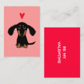 Carte De Correspondance Cute Dachshund Chiot Valentine avec Coeur (Devant / Derrière)