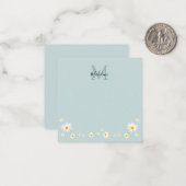 Carte De Correspondance Cute Daisy Flower Modern Teal Monogram Square (Devant/Arrière en situation)