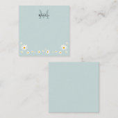 Carte De Correspondance Cute Daisy Flower Modern Teal Monogram Square (Devant / Derrière)