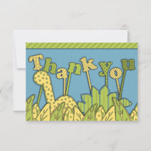 Carte De Correspondance Cute Dinosaur Thème Plat Remerciements Note