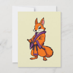 Carte De Correspondance Cute écureuil japonais Samurai