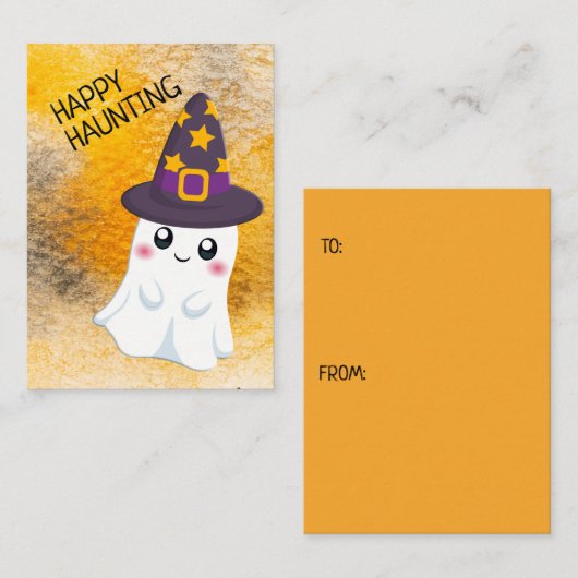 Carte De Correspondance Cute Ghost Happy Hauny Halloween classe (Devant / Derrière)