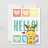 Carte De Correspondance Cute Giraffe Arc-en-ciel avec Coeurs Bonjour (Devant)