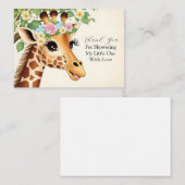 Carte De Correspondance Cute Giraffe Merci (Devant / Derrière)