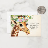Carte De Correspondance Cute Giraffe Merci (Devant/Arrière en situation)