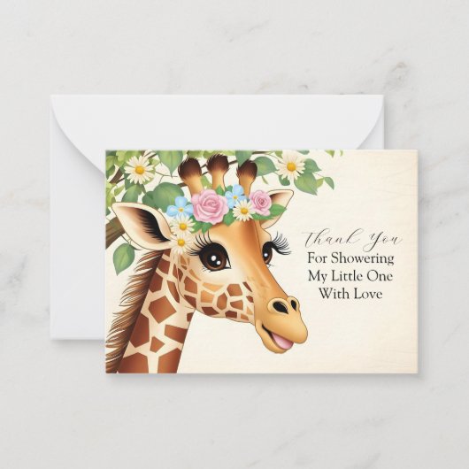 Carte De Correspondance Cute Giraffe Merci (Devant)