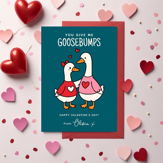 Carte De Correspondance Cute Goose Kids Classroom Valentines Day