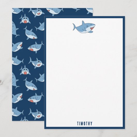 Carte De Correspondance Cute Great White Sharks Motif Océan (Devant / Derrière)