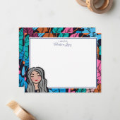 Carte De Correspondance Cute Grey Cheveux Lady Moyenne Tonalité Peau Perso (Devant/Arrière en situation)