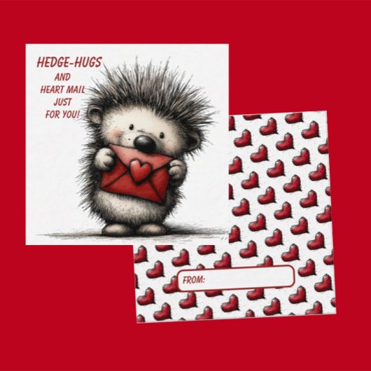 Carte De Correspondance Cute Hedgehog Valentine Card 