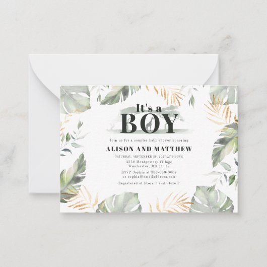 Carte De Correspondance Cute Jungle Safari Baby shower Garçons Giraffe (Devant)