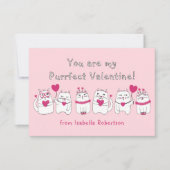 Carte De Correspondance Cute Kid's Classroom Saint-Valentin Chats Rose   (Devant)