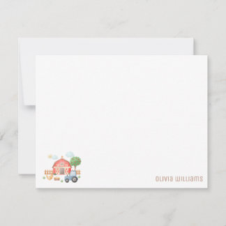 Carte De Correspondance Cute Kids Farm Animals Flat Note Card