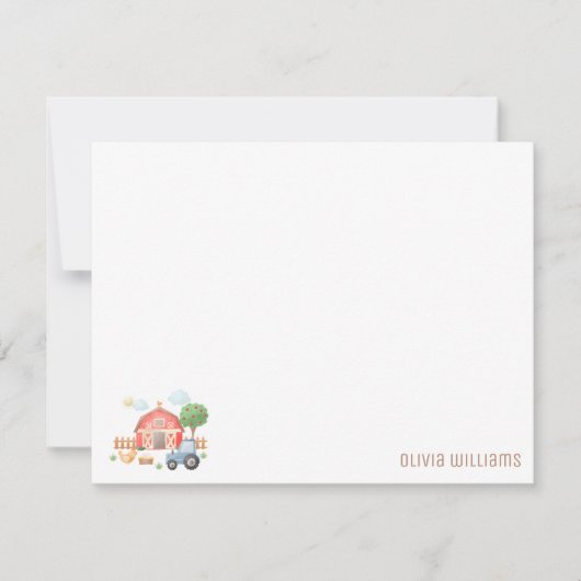 Carte De Correspondance Cute Kids Farm Animals Flat Note Card (Devant)