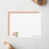 Carte De Correspondance Cute Kids Farm Animals Flat Note Card (Devant/Arrière en situation)