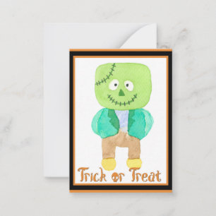 Carte De Correspondance Cute Kids Halloween Frankenstein Trick ou Treat No