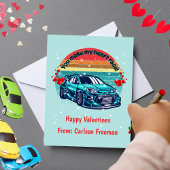 Carte De Correspondance Cute Kids Retro Sun Valentines Car