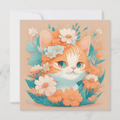 Carte De Correspondance Cute Kitten avec Fleurs (Devant)