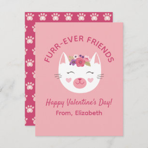 Carte De Correspondance Cute Kitty Chat Enfants Valentines Salle de classe