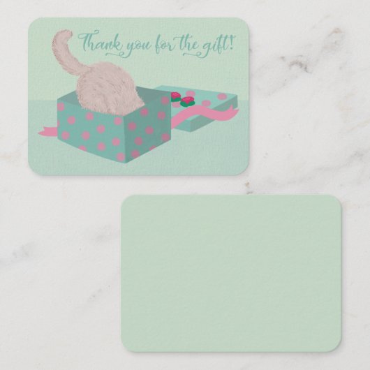 Carte De Correspondance Cute Kitty Merci pour le cadeau (Devant / Derrière)