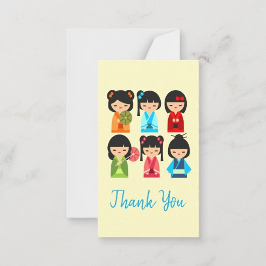 Carte De Correspondance Cute Kokeshi poupées japonaises (Devant)