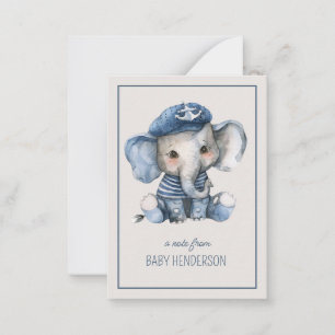 Carte De Correspondance Cute Nautique Bleu Baby Elephant Personnalisé