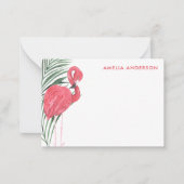 Carte De Correspondance Cute Neon Flamant rose rose Tropical Palm Leaf (Devant)