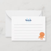 Carte De Correspondance Cute Octopus Cartoon Custom Lined Monogram (Devant)