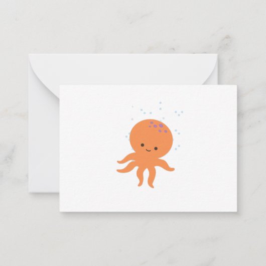 Carte De Correspondance Cute Octopus Cartoon Custom Monogram (Dos)