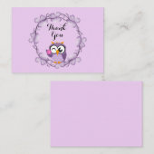 Carte De Correspondance Cute Owl Merci (Devant / Derrière)
