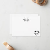 Carte De Correspondance Cute Panda Bear Cartoon  Custom Monogram (Devant/Arrière en situation)