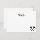 Carte De Correspondance Cute Panda Bear Cartoon  Custom Monogram (Devant / Derrière)