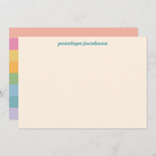Carte De Correspondance Cute Pastel Rainbow Stripes Retro Personnalisé