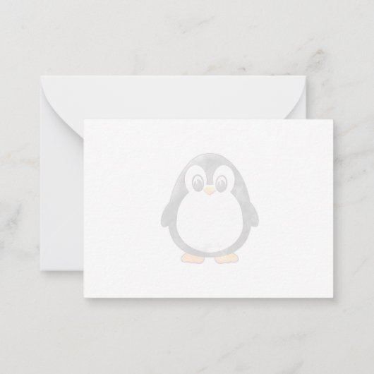 Carte De Correspondance Cute Penguin Cartoon Blank Custom Monogram (Dos)