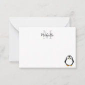 Carte De Correspondance Cute Penguin Cartoon Blank Custom Monogram (Devant)