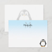Carte De Correspondance Cute Penguin Drawing Custom Monogram (Devant / Derrière)