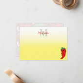 Carte De Correspondance Cute Pepper Drawing Personalized Monogram Note Ca (Devant/Arrière en situation)