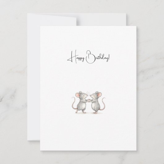 Carte De Correspondance Cute Personalised Happy Birthday Mice. (Devant)